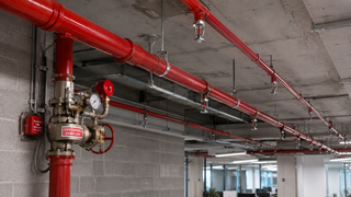 Fire sprinkler main install coordinated with a Civil Defence-approved fire contractor