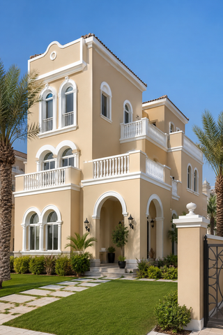 Exterior villa repaint, warm sand
