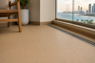Apartment balcony with long-lasting waterproof finish underfoot in Dubai