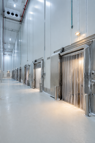 Cold-store fit-out with insulated panels and freezer rooms