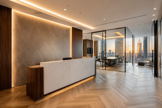 Cat-B office fit-out with open-plan workspace and meeting rooms