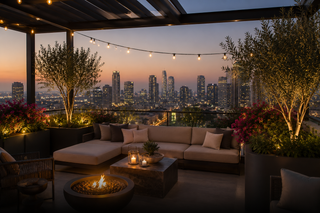 Rooftop garden, planting &amp; lighting