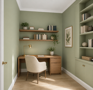 Sage green study repaint in a JBR apartment