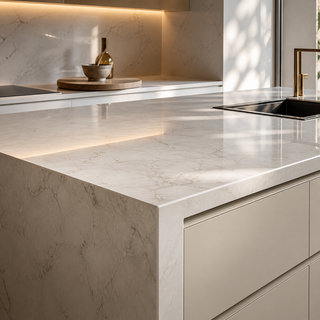 Quartz countertop with backsplash