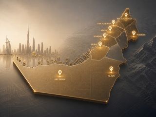 Service area map covering Dubai, Abu Dhabi and Sharjah