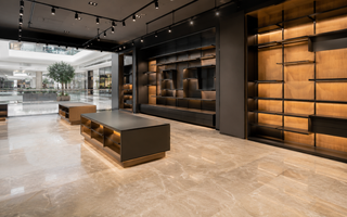 Bright retail showroom build-out with custom joinery