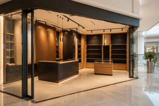 Retail unit build-out with joinery, lighting and shopfront