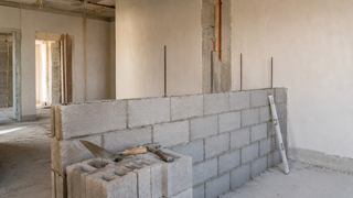 Internal AAC block partition — plaster-ready, DM-approved