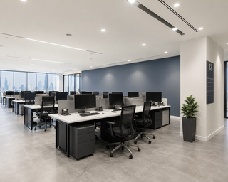 Modern office interior repainted after hours in Dubai